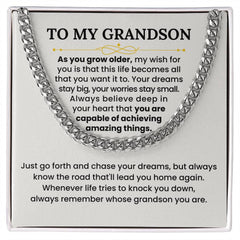 Inspirational Cuban Link Chain for Grandson – 'Chase Your Dreams' Gift