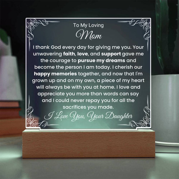 I Thank God – From Daughter to Mom Plaque