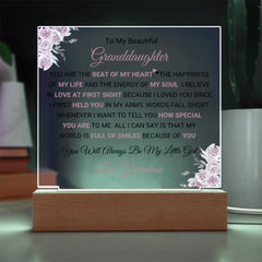 To My Beautiful Granddaughter Acrylic Plaque, Beautiful Gift of Love, Special Keepsake to Treasure