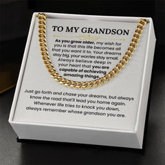 Inspirational Cuban Link Chain for Grandson – 'Chase Your Dreams' Gift