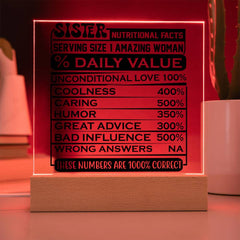 Sister Nutritional Facts - 1000% Love Plaque