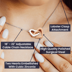 Necklace Gift for Granddaughter, Interlocking Hearts Necklace