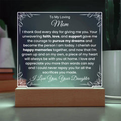 Gifts for Mom, Acrylic Mother’s Day Gift, Elegant Decor Piece, Gift From Daughter to Mother