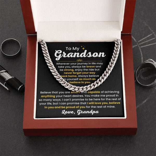 Grandson Cuban Link Chain – Sentimental Gift from Grandma or Grandpa
