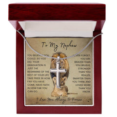 To My Nephew - Inspirational Cross Necklace Gift for Graduation & Beyond