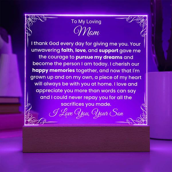I Thank God – From Son to Mom Acrylic Plaque