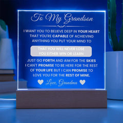 To My Grandson - Inspirational Acrylic Plaque from Grandma with Love