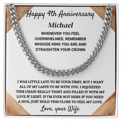 4th Anniversary Gift for Him, Cuban Link Chain, Timeless Jewelry Surprise