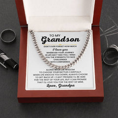 Personalized Necklace Gift for Grandson, Meaningful Keepsake with Message Card, Special Occasion Present