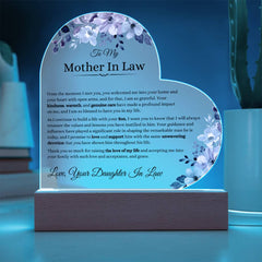 Gift from Daughter-in-Law to Mother-in-Law, Heart Acrylic Keepsake, Sentimental Present