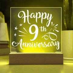 Happy 9th Anniversary Script Sparkle Plaque