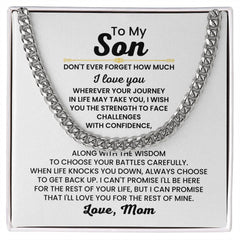 Cuban Link Chain for Son – 'Face Challenges with Confidence' Necklace