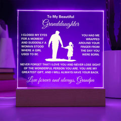 Meaningful Granddaughter Gift, Square Acrylic Plaque Keepsake, Square Acrylic Plaque for Granddaughter