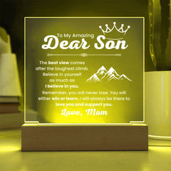 To My Amazing Son – The Toughest Climb Plaque