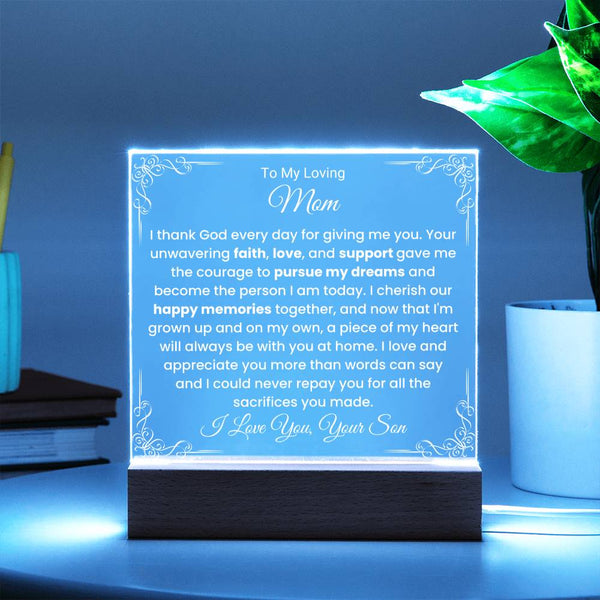 I Thank God – From Son to Mom Acrylic Plaque