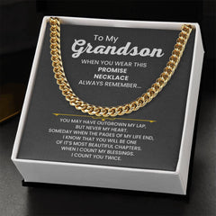 Grandson Cuban Link Chain – 'Promise Necklace' with Heartfelt Blessings