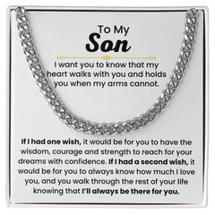 Cuban Link Chain for Son – 'Heart Walks with You' Necklace