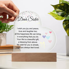 Gifts for Sister, Sister LED Light-Up Keepsake, Sweet Message Decor, Loving Gift for Her Birthday, Thoughtful Sister Room Display