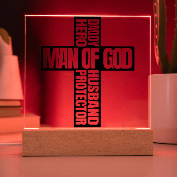 Man of God – Hero, Husband, Daddy, Protector Plaque