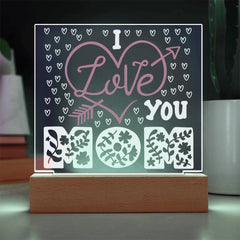 I Love You Mom – Floral Letters Plaque