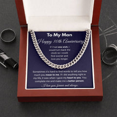 10 Year Anniversary Necklace for Him, Meaningful Gift to Celebrate Love and Togetherness, Thoughtful Keepsake for a Decade of Memories