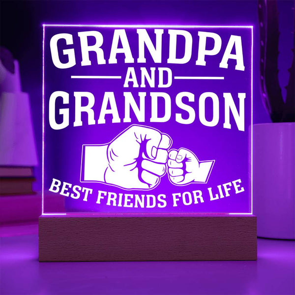 Grandpa and Grandson - Best Friends for Life LED Plaque