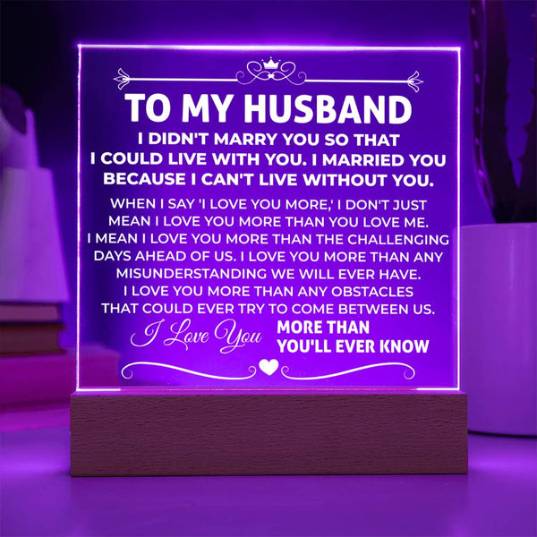 LED Acrylic Plaque for Husband from Wife