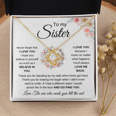 To My Sister – I Believe In You Necklace