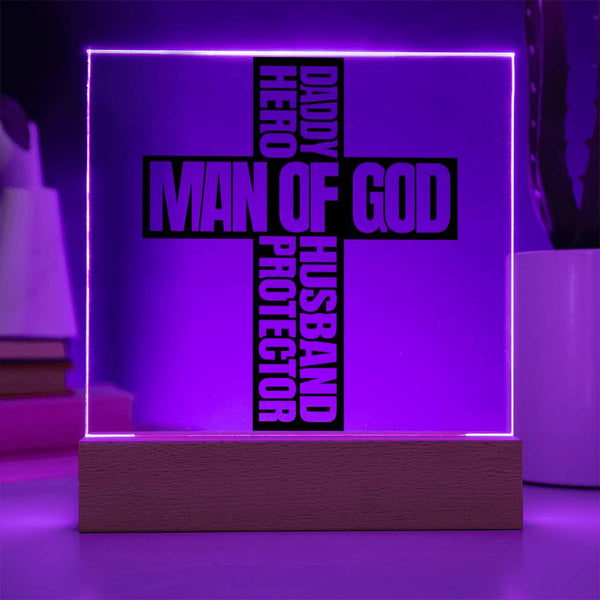 Man of God – Hero, Husband, Daddy, Protector Plaque