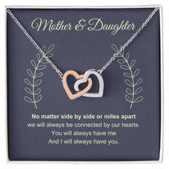 Mother & Daughter Necklace - Interlocking Hearts, Connected by Love