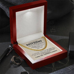 Necklace Gift for Boyfriend, Silver Cuban Chain Necklace Gift for Boyfriend with Love Message Card
