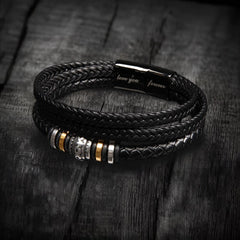 Men’s Cross Leather Bracelet for Grandson, Thoughtful Jewelry Gift for Faith & Strength