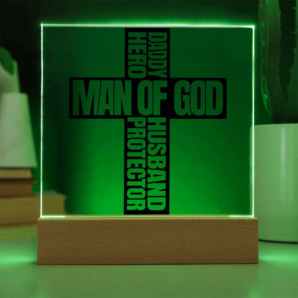 Man of God – Hero, Husband, Daddy, Protector Plaque
