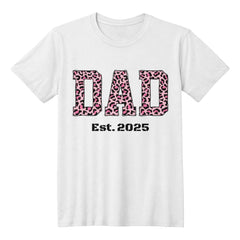 Dad Est. [Year] – Pink Leopard Print New Dad Tee