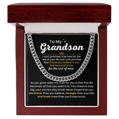 To My Grandson Chain – 'Promise of Love & Strength' from Grandpa or Grandma