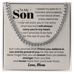 To My Son – 'Always in My Heart' Sentimental Necklace from Mom