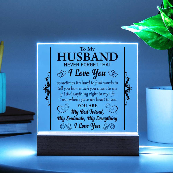 To My Husband - My Soulmate, My Everything - LED Acrylic Plaque