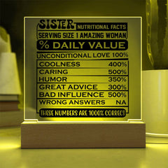 Sister Nutritional Facts - 1000% Love Plaque