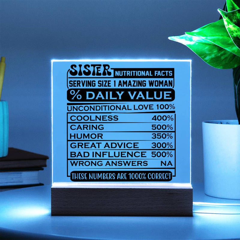 Sister Nutritional Facts - 1000% Love Plaque