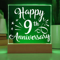 Happy 9th Anniversary Script Sparkle Plaque