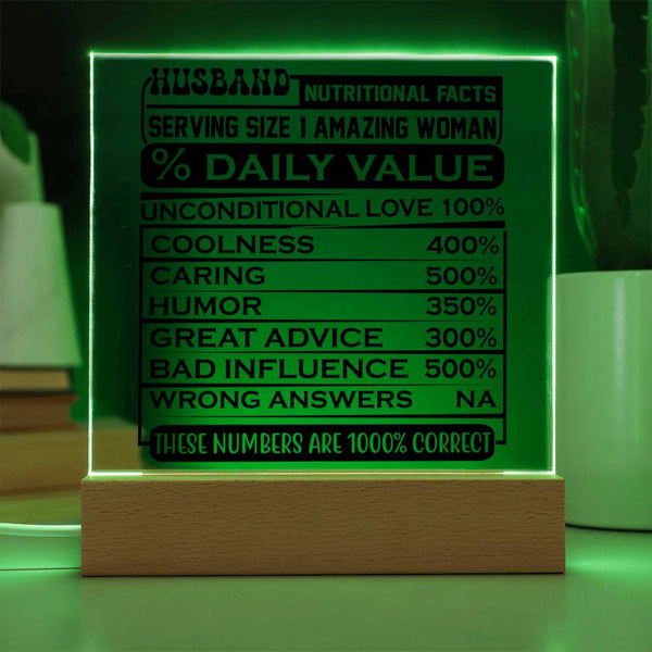 Husband Nutritional Facts – 100% Legendary Plaque