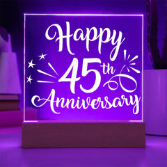 Script Style 45th Anniversary Glow Plaque