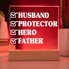 Checked Off for Life – Husband. Protector. Hero. Father. Plaque
