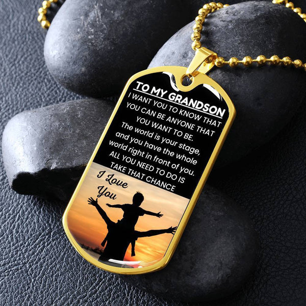 To My Grandson Dog Tag from Grandpa – Inspirational Gift to Encourage and Empower