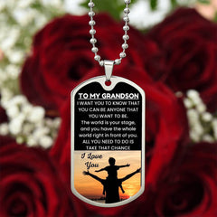 To My Grandson Dog Tag from Grandpa – Inspirational Gift to Encourage and Empower