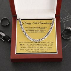 14th Anniversary Gift For Him, Luxury 14th Anniversary Cuban Link Chain, Thoughtful Gift for Him, Celebrate Your Journey