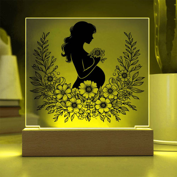 Expecting Mom – Floral Silhouette Art Plaque