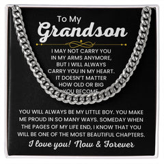 Cuban Link Chain for Grandson – 'Always in My Heart' Sentimental Gift