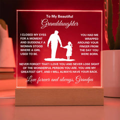 Meaningful Granddaughter Gift, Square Acrylic Plaque Keepsake, Square Acrylic Plaque for Granddaughter