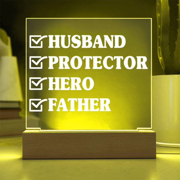 Checked Off for Life – Husband. Protector. Hero. Father. Plaque